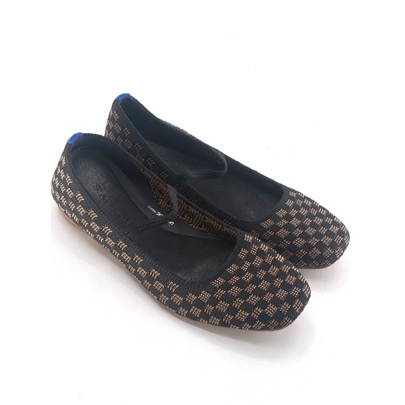 Rothy's Shoes - Rothy's Shoes Max Square Mary Jane Flat Women Size 8 Black Tan